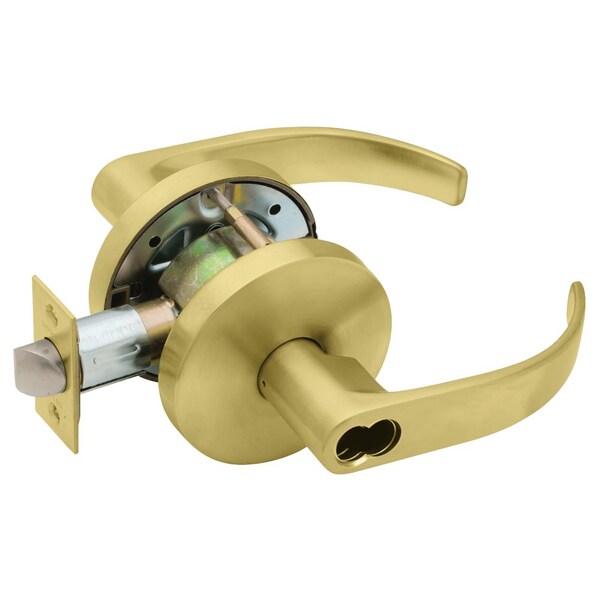 Grade 2 Classroom Cylindrical Lock, SFIC Prep Less Core, Quantum Lever, Standard Rose, Satin Brass